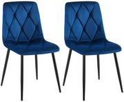 Set van 2 Eetkamerstoelen Clairton donkerblauw,Fluweel dunkelblau