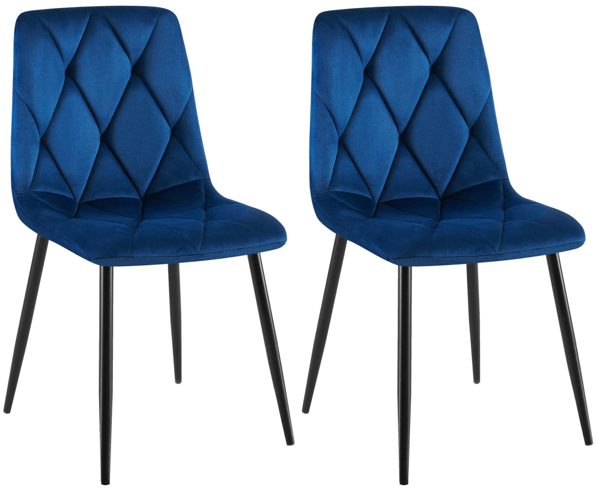 Set van 2 Eetkamerstoelen Clairton donkerblauw,Fluweel dunkelblau