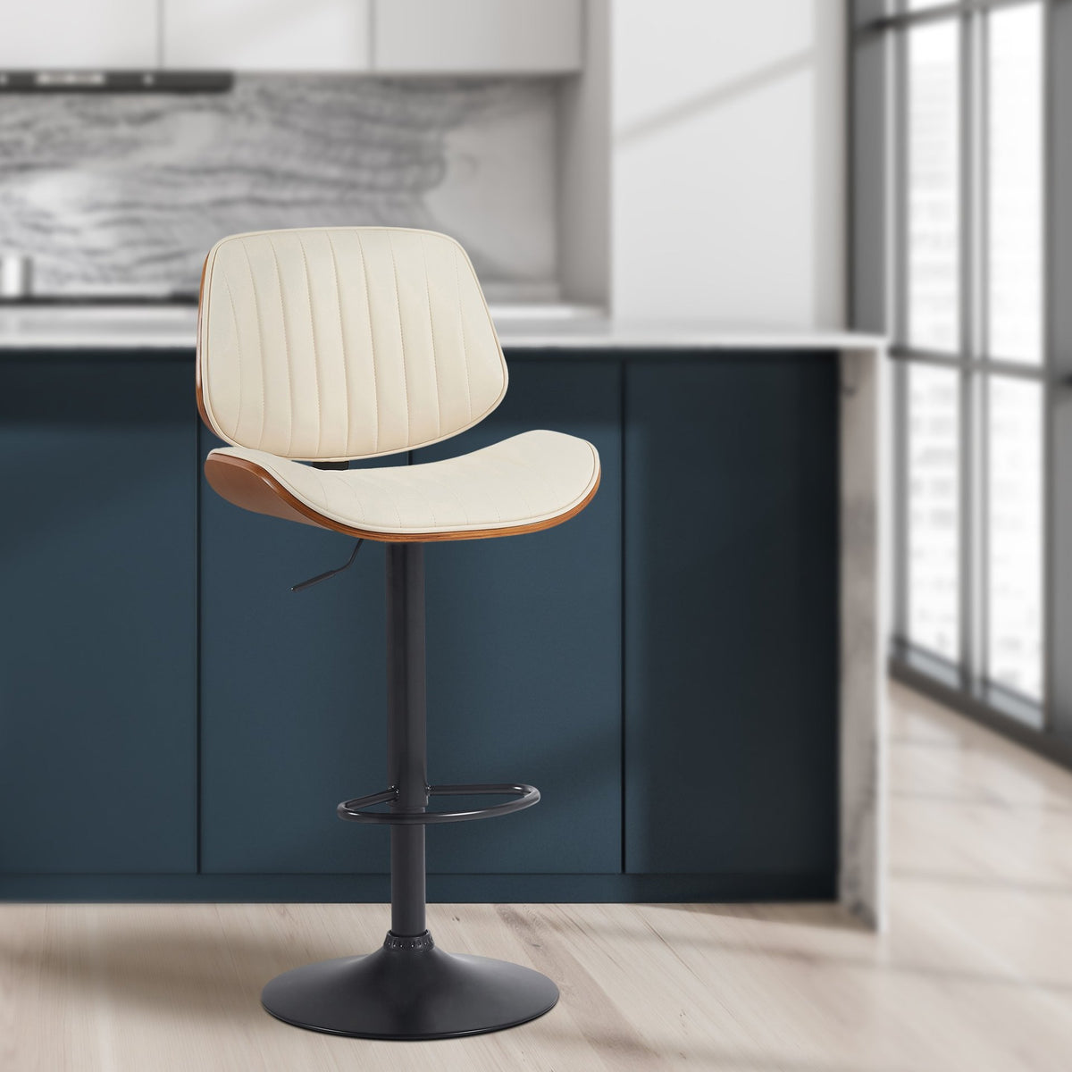 Set van 2 barkrukken Clawson kunstleer walnoot/creme,zwart walnuss/creme