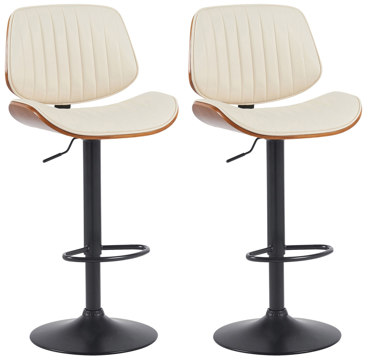 Set van 2 barkrukken Clawson kunstleer walnoot/creme,zwart walnuss/creme