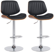 Set van 2 barkrukken Clawson kunstleer walnoot/zwart,chroom walnuss/schwarz