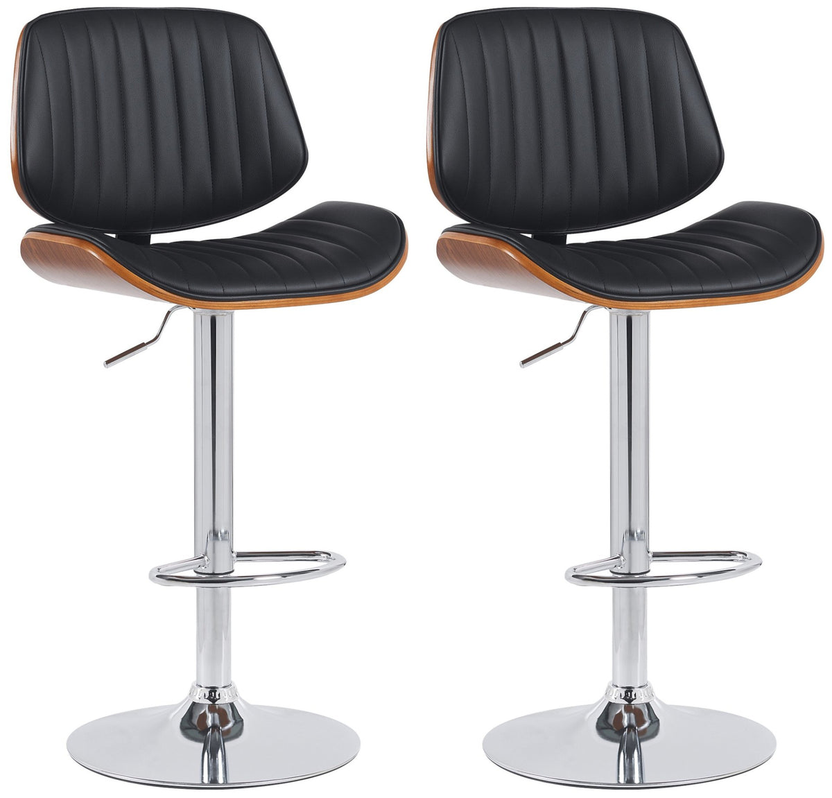 Set van 2 barkrukken Clawson kunstleer walnoot/zwart,chroom walnuss/schwarz