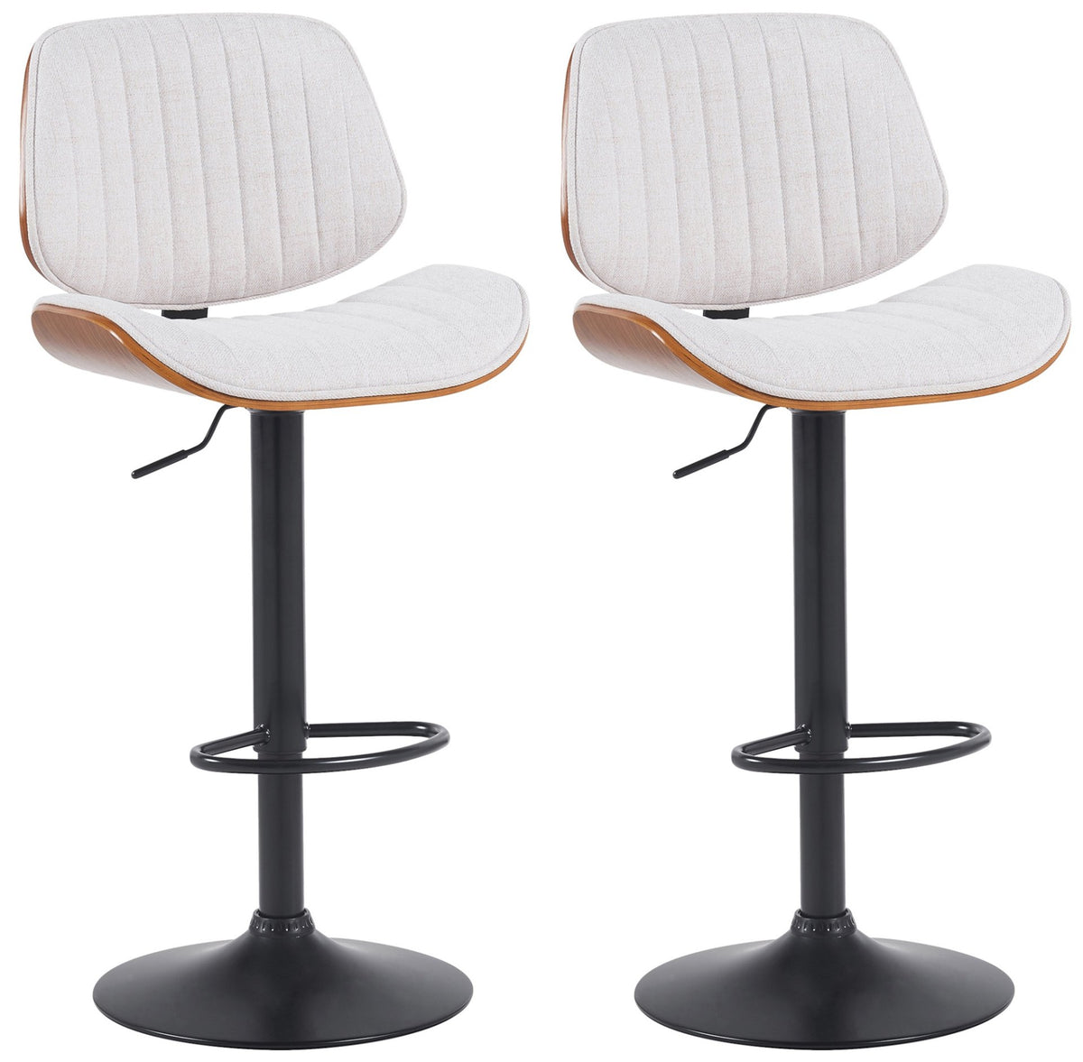 Set van 2 barkrukken Clawson stof walnoot/creme,zwart walnuss/creme