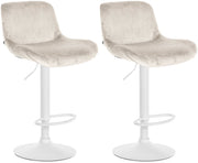 Set van 2 barkrukken Solon Wit creme,Fluweel creme