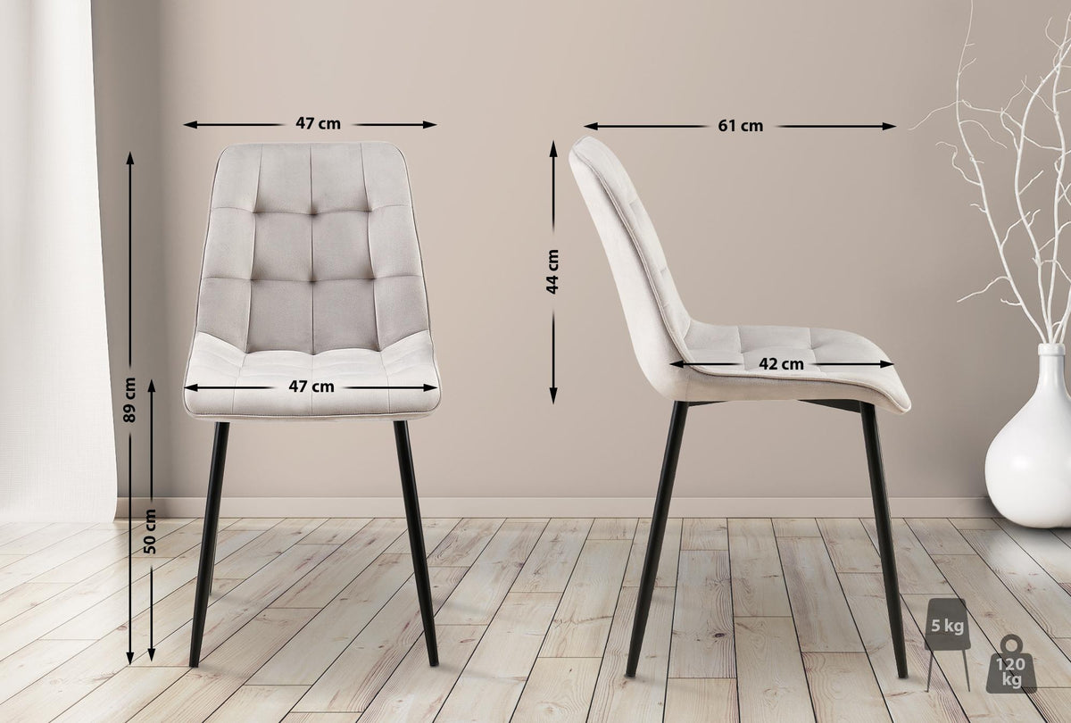 Set van 2 eetkamerstoelen Gifford fluweel grijs,Fluweel grau