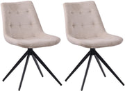 Set van 2 eetkamerstoelen Merna creme,Fluweel creme