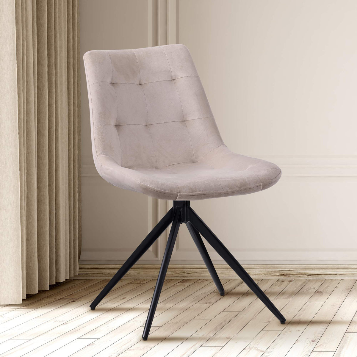 Set van 2 eetkamerstoelen Merna creme,Fluweel creme
