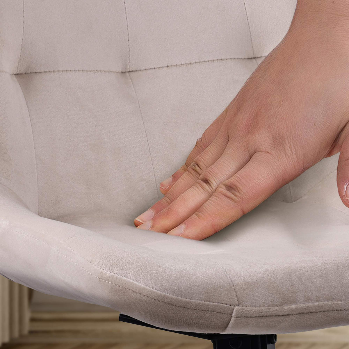 Set van 2 eetkamerstoelen Merna creme,Fluweel creme