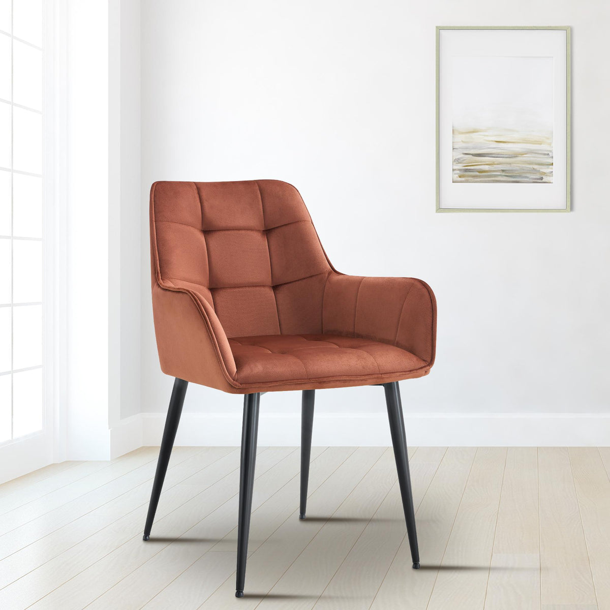 Set van 2 eetkamerstoelen Ferndale fluweel bruin braun