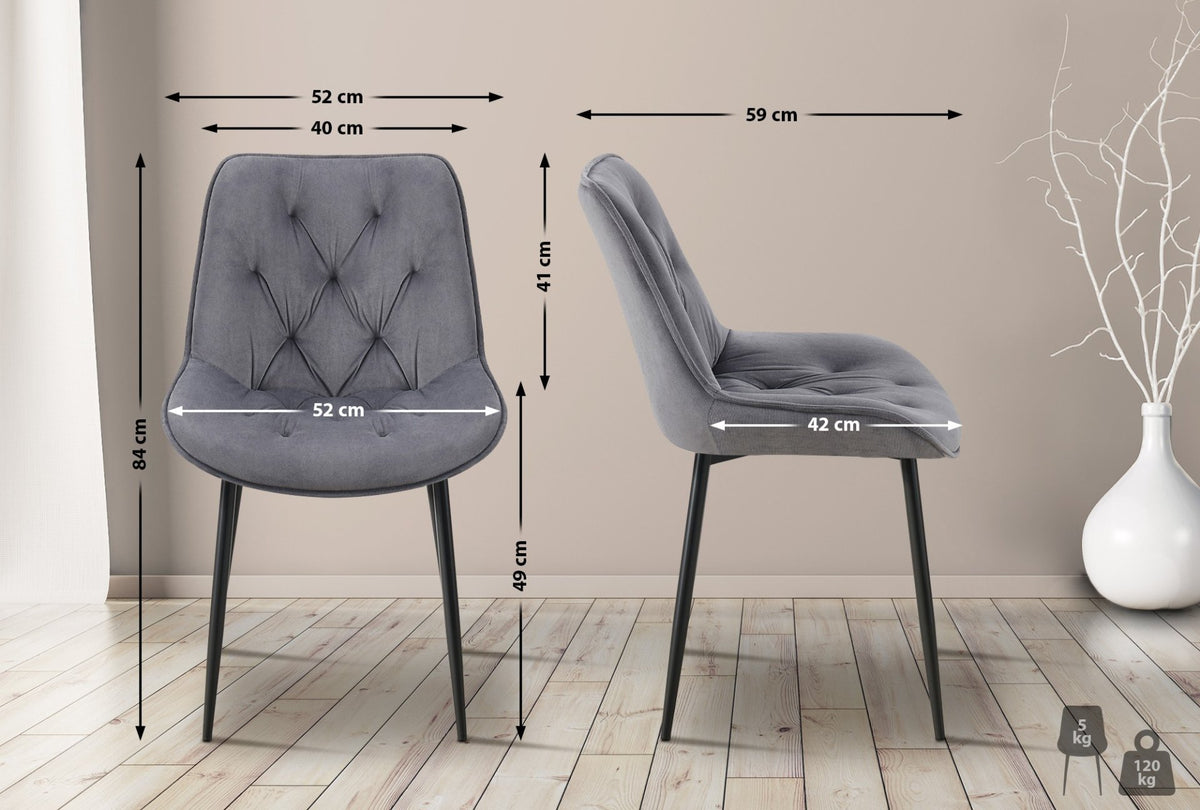 Set van 2 eetkamerstoelen Wallace fluweel donkergrijs dunkelgrau