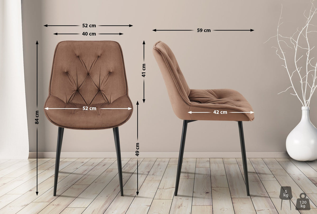 Set van 2 eetkamerstoelen Wallace fluweel bruin braun