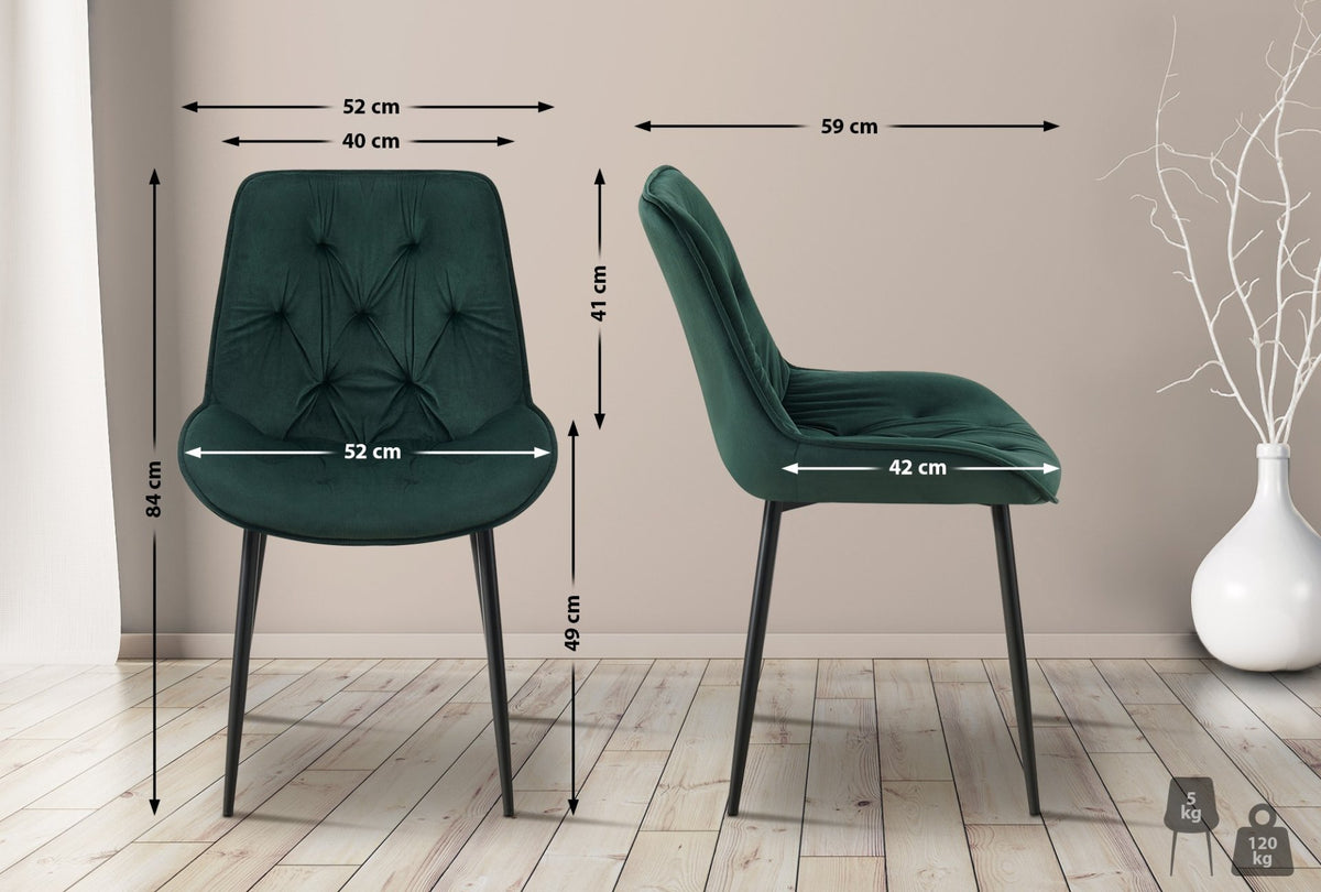 Set van 2 eetkamerstoelen Wallace fluweel groen grün