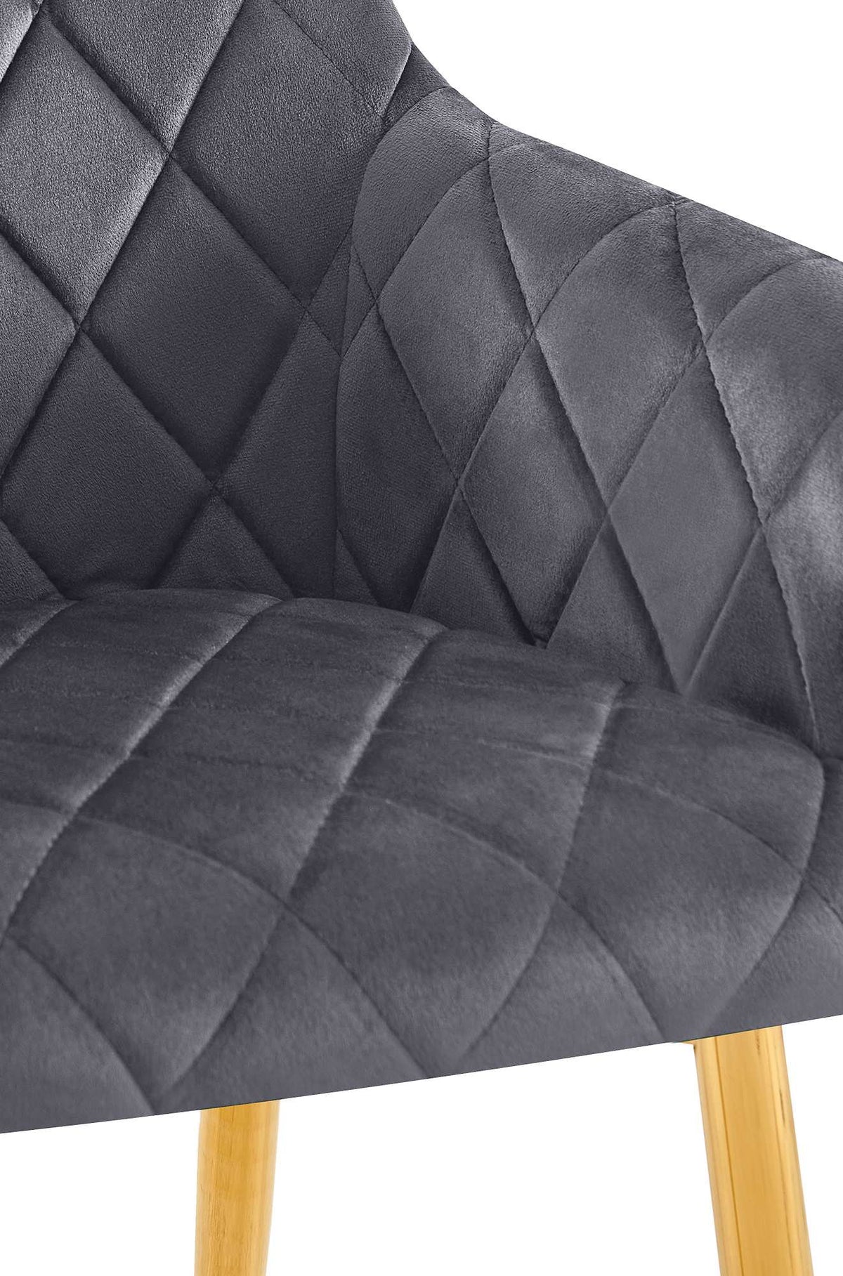 Set van 2 eetkamerstoelen Monett fluweel donkergrijs,Metaal Goud dunkelgrau