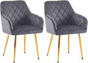 Set van 2 eetkamerstoelen Monett fluweel donkergrijs,Metaal Goud dunkelgrau