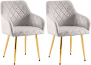 Set van 2 eetkamerstoelen Monett fluweel grijs,Metaal Goud grau