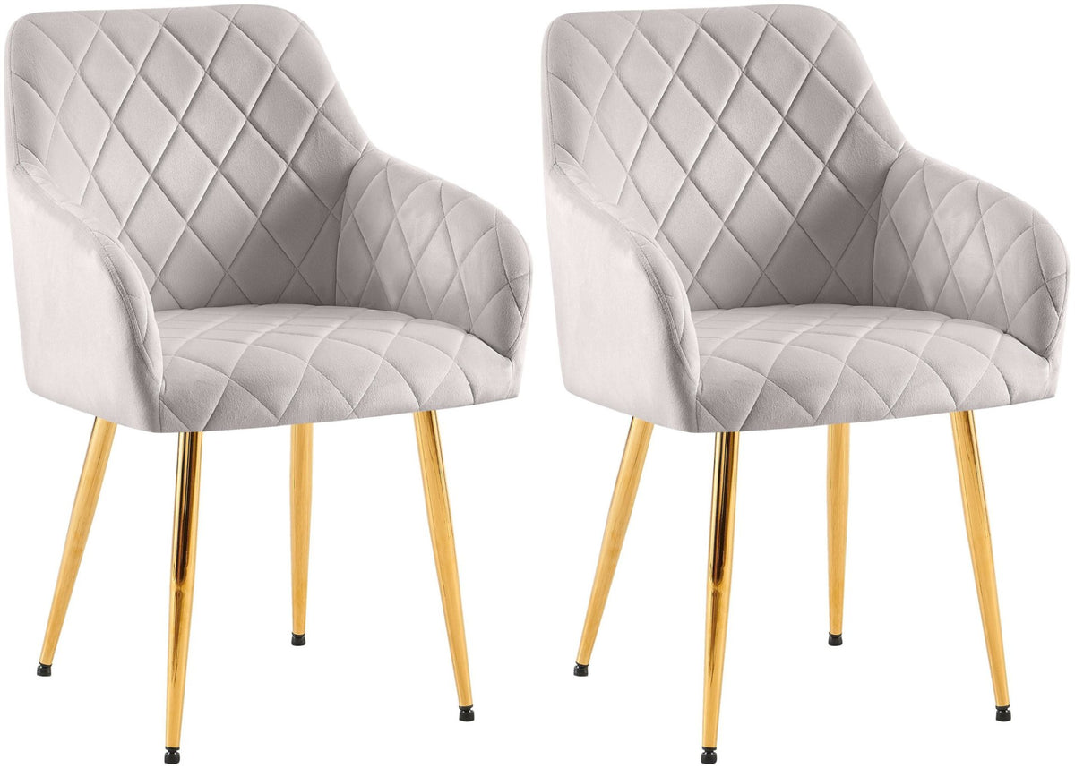 Set van 2 eetkamerstoelen Monett fluweel grijs,Metaal Goud grau