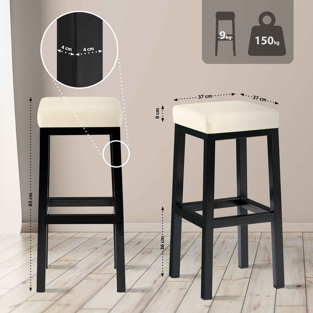 Barhocker Taylor B85 Kunstleder creme