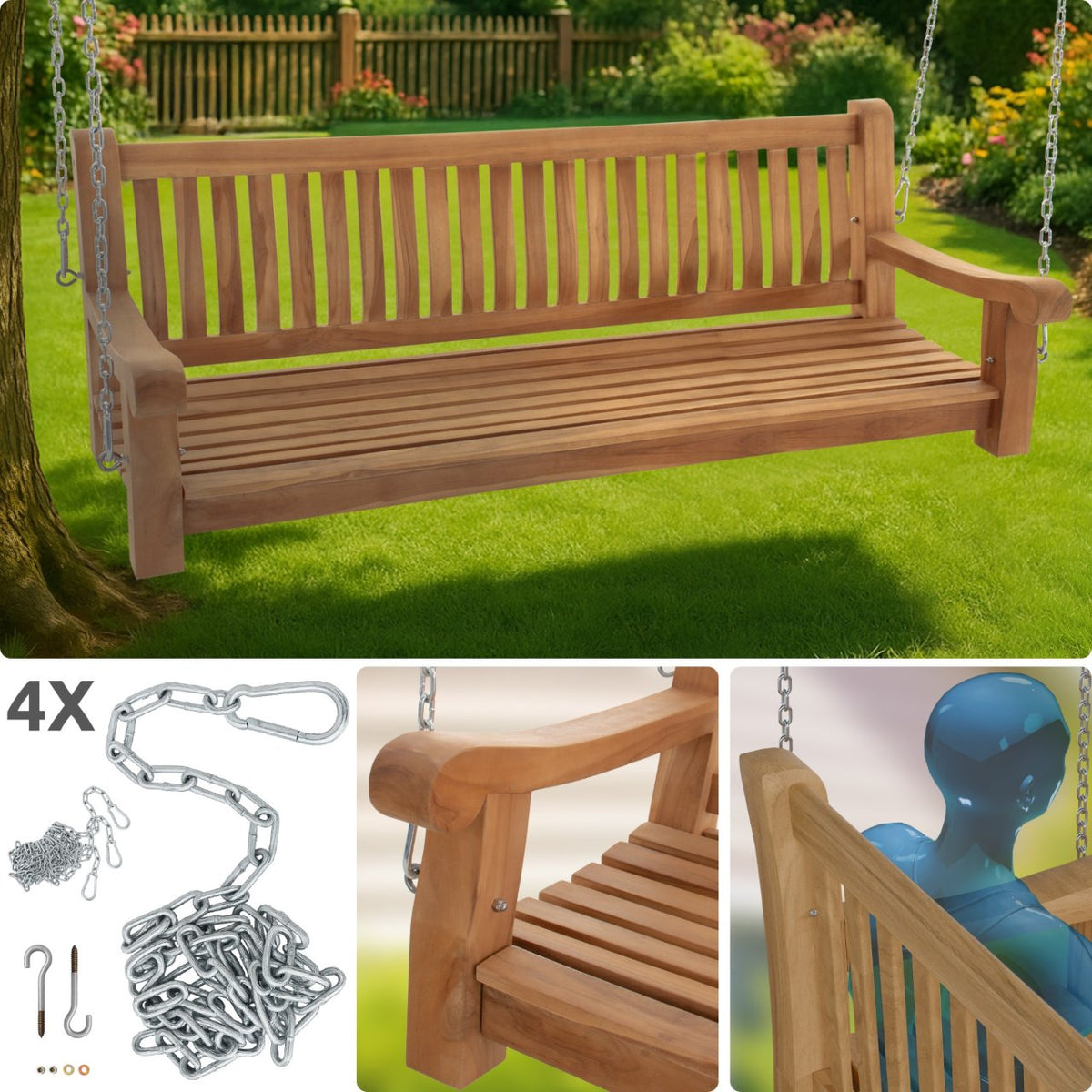 Teakhouten bank Joyce teak,180 cm teak