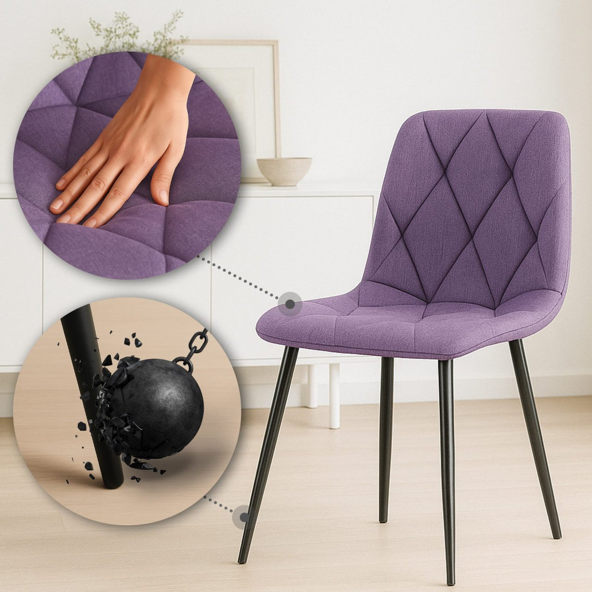 Eetkamerstoel Clairton fluweel Stof,purper lila