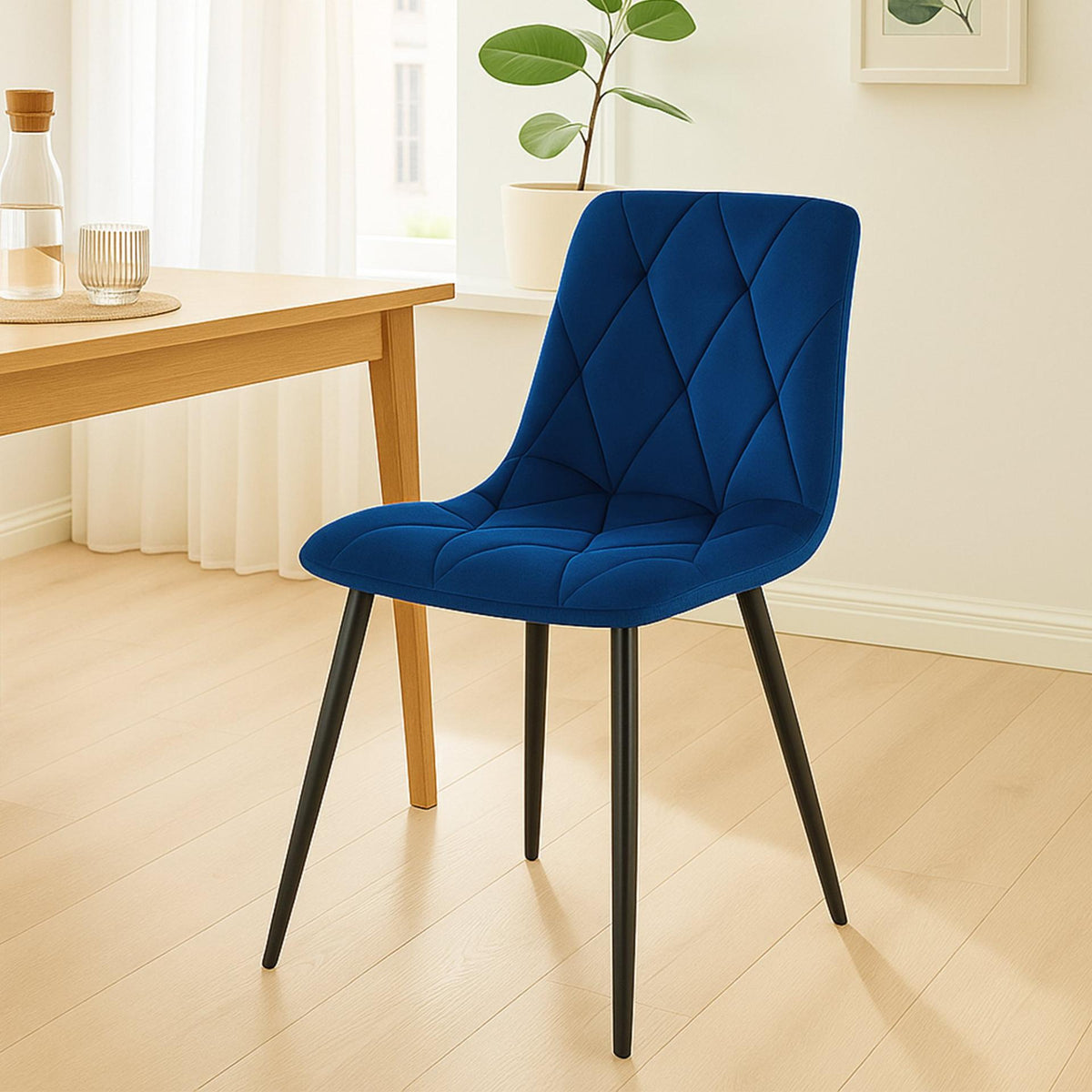 Eetkamerstoel Clairton fluweel Fluweel,donkerblauw dunkelblau