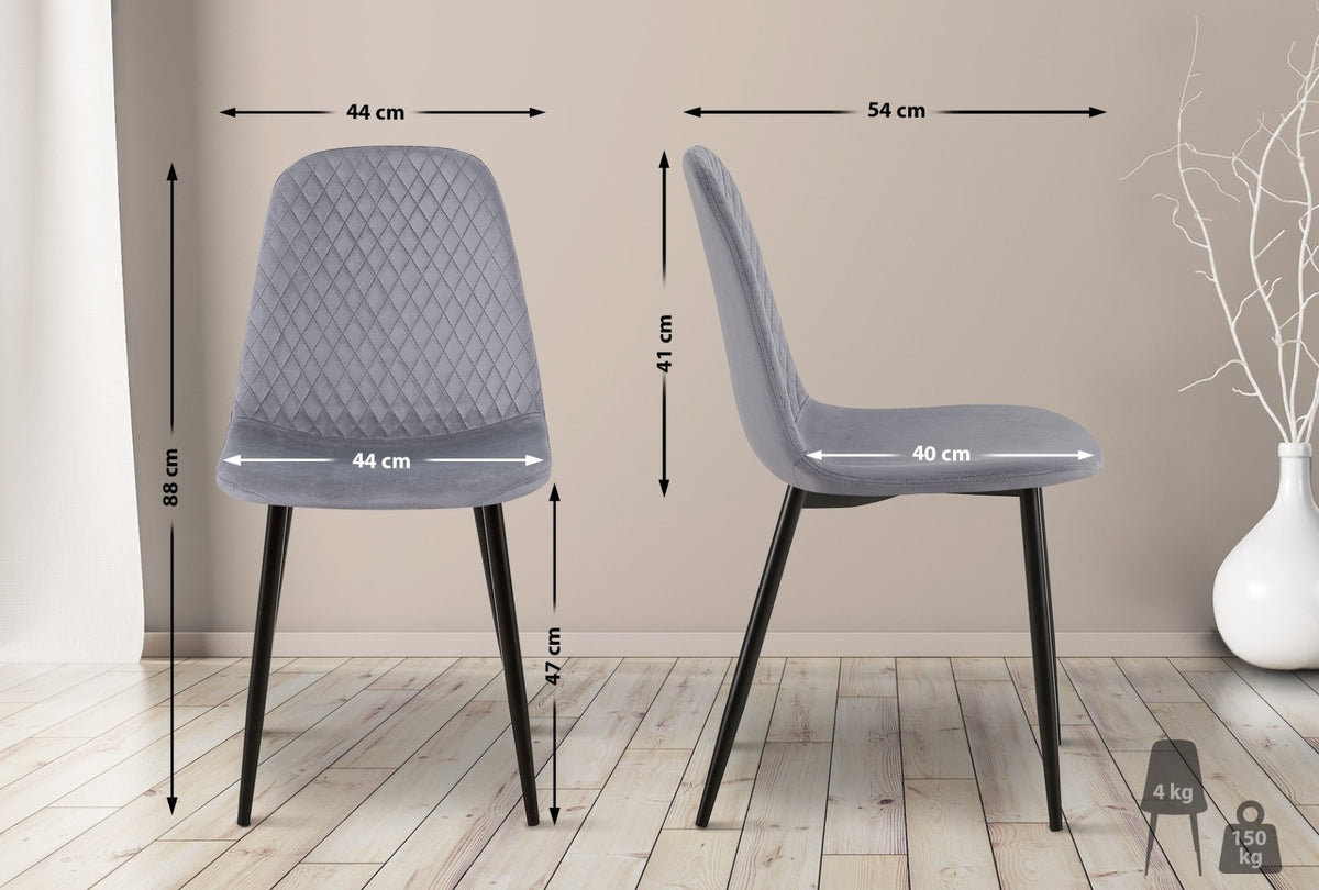 Eetkamerstoel Giverny Fluweel,grijs grau