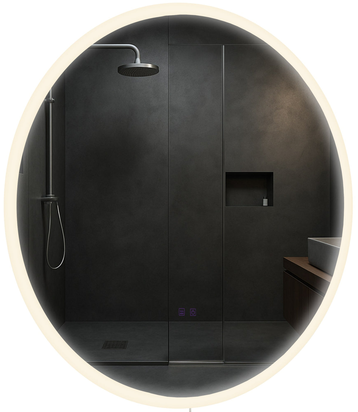Badkamerspiegel Laconia met Bluetooth Ø 80 klarglas