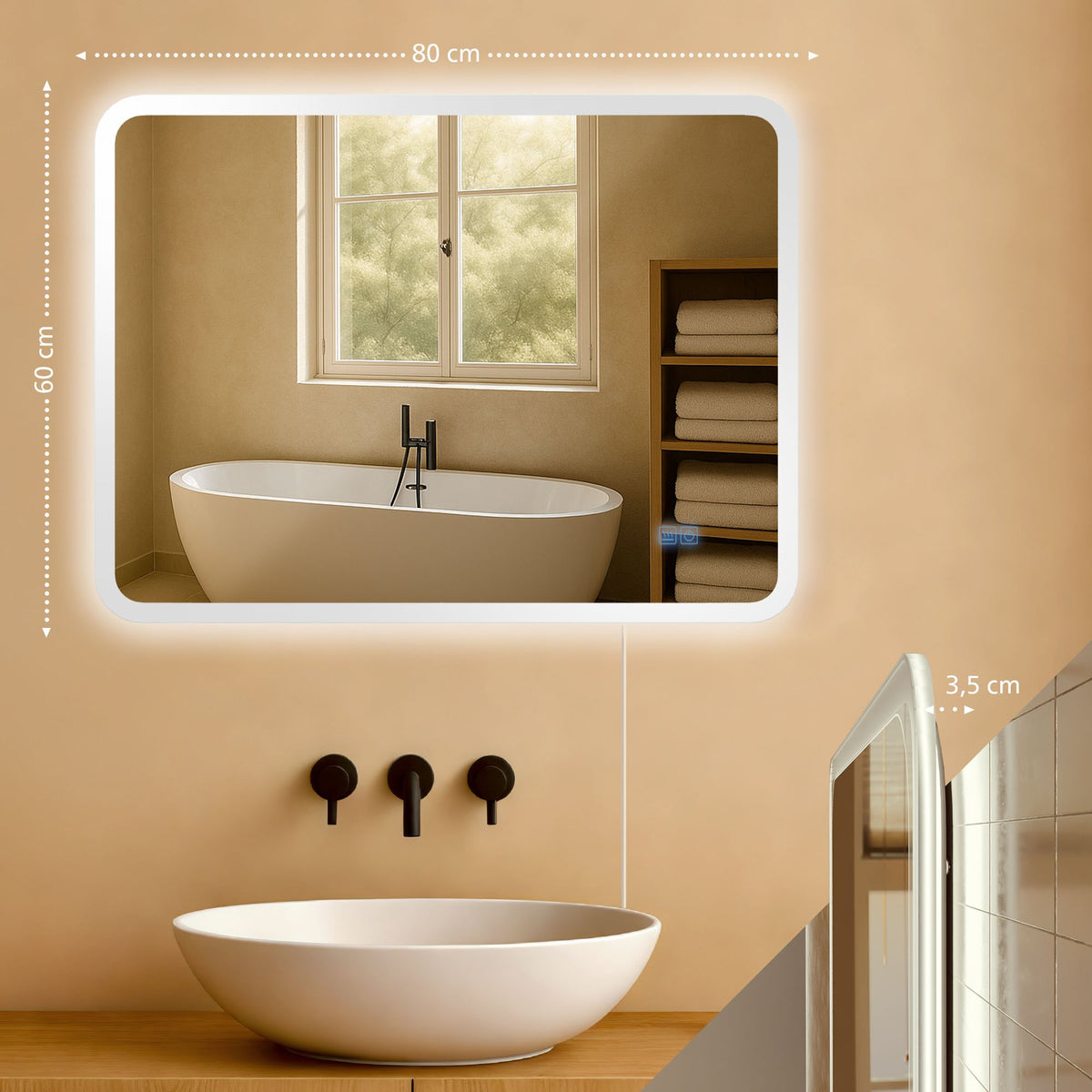 Badkamerspiegel Jericho 60x80 cm klarglas