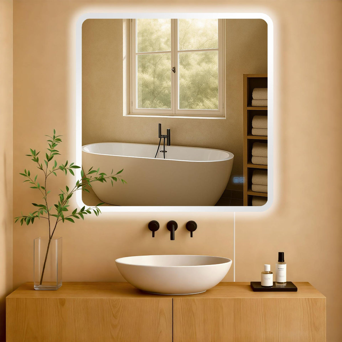 Badkamerspiegel Jericho 80x80 cm klarglas
