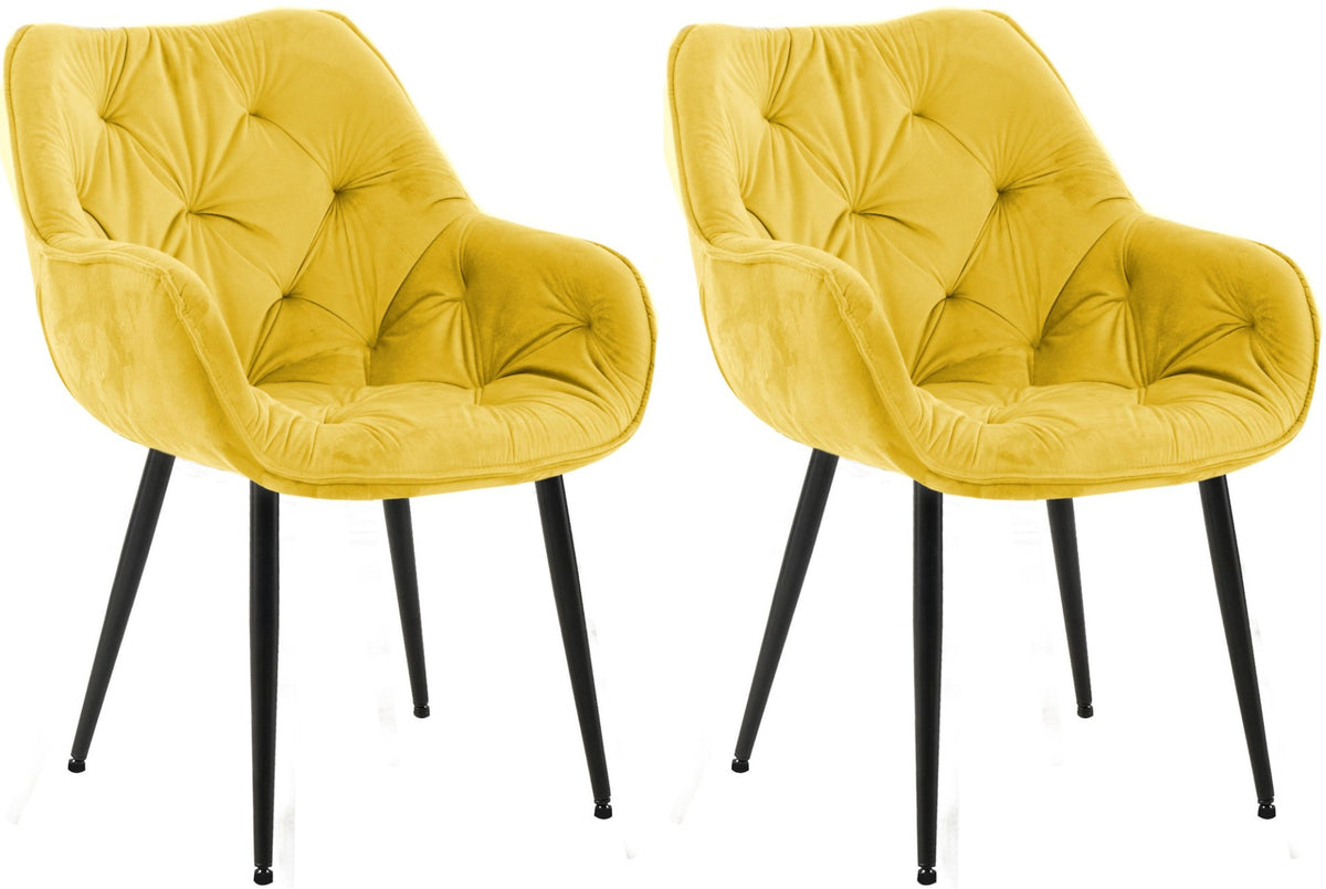 Set van 2 eetkamerstoelen Tanna fluweel geel gelb