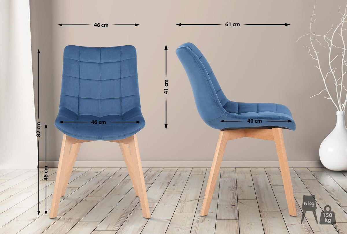 Eetkamerstoel Passaic Fluweel blauw blau