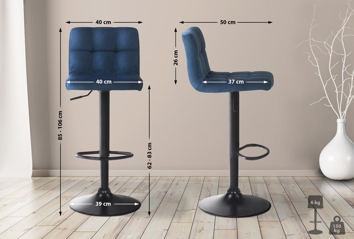 Barkruk Feni fluweel blauw blau