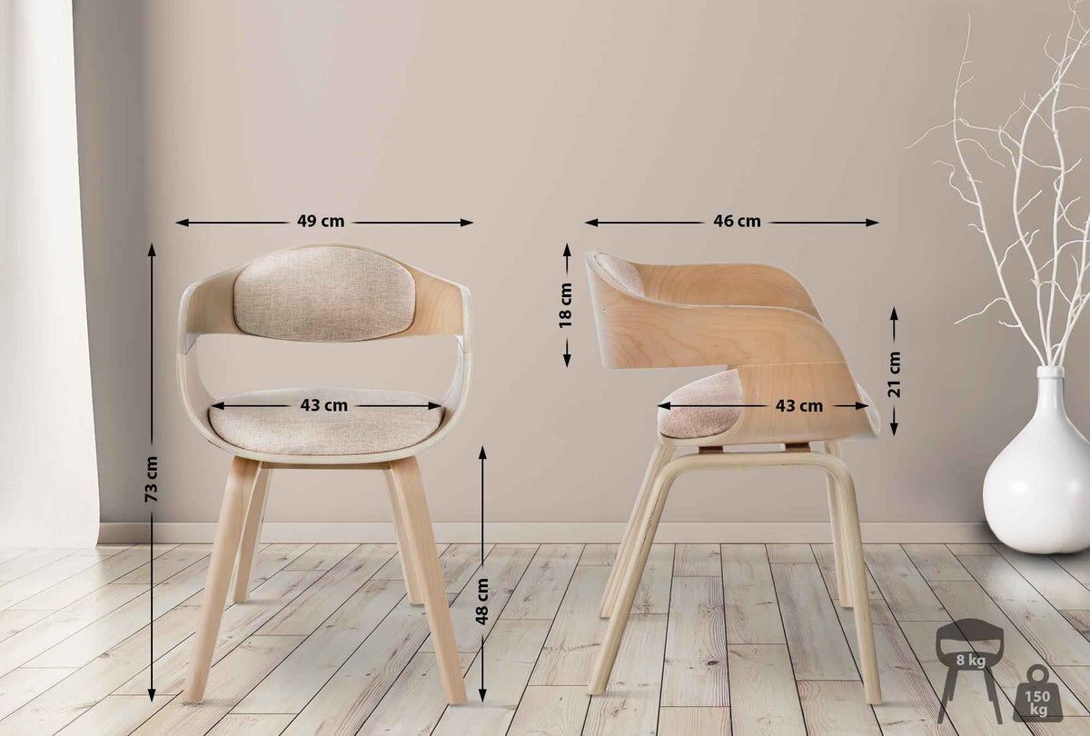 Bezoekersstoel Kingston Stof natura/creme natura/creme