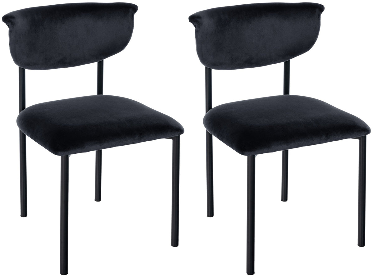 2er Set Besucherstuhl Gambell Samt schwarz