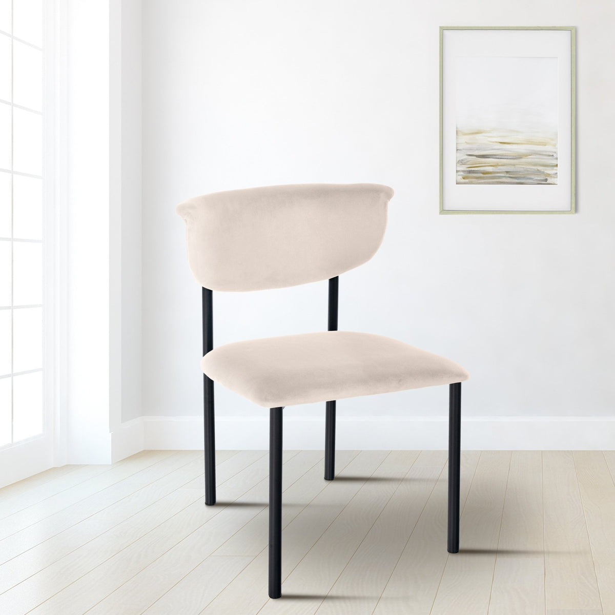 2er Set Besucherstuhl Gambell Samt creme