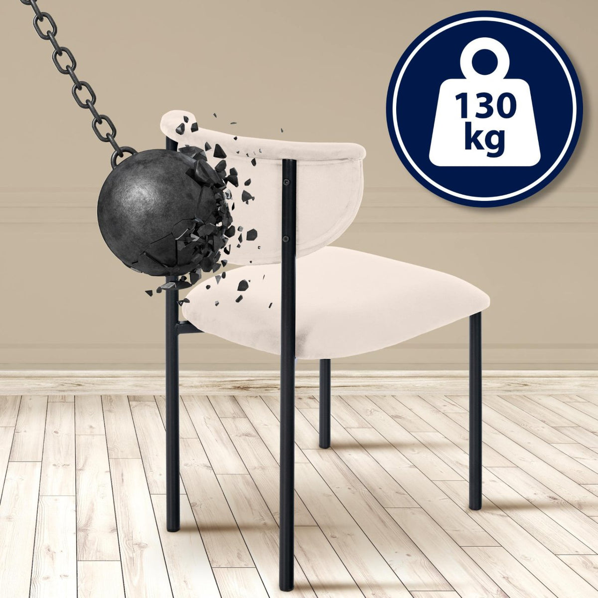 2er Set Besucherstuhl Gambell Samt creme