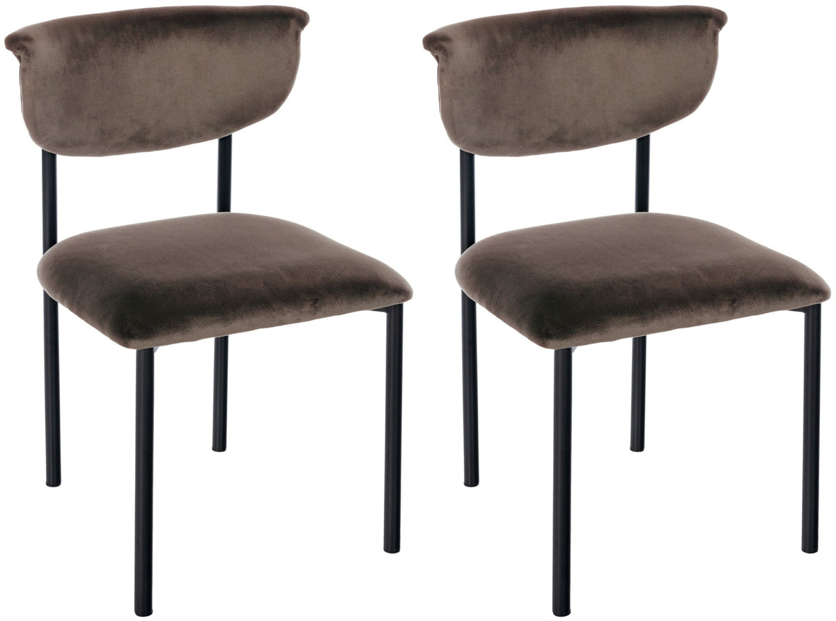 2er Set Besucherstuhl Gambell Samt braun