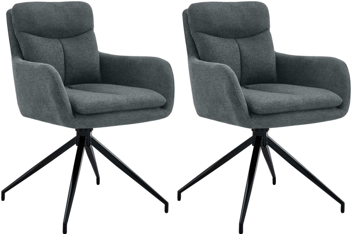 Set van 2 eetkamerstoelen Somers stof donkergrijs dunkelgrau