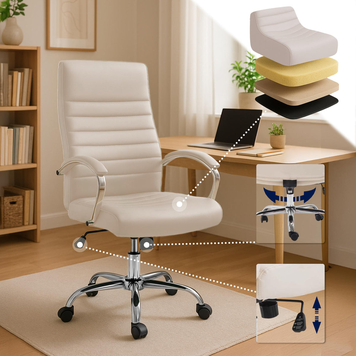 Bureaustoel Valais Kunstleer creme creme