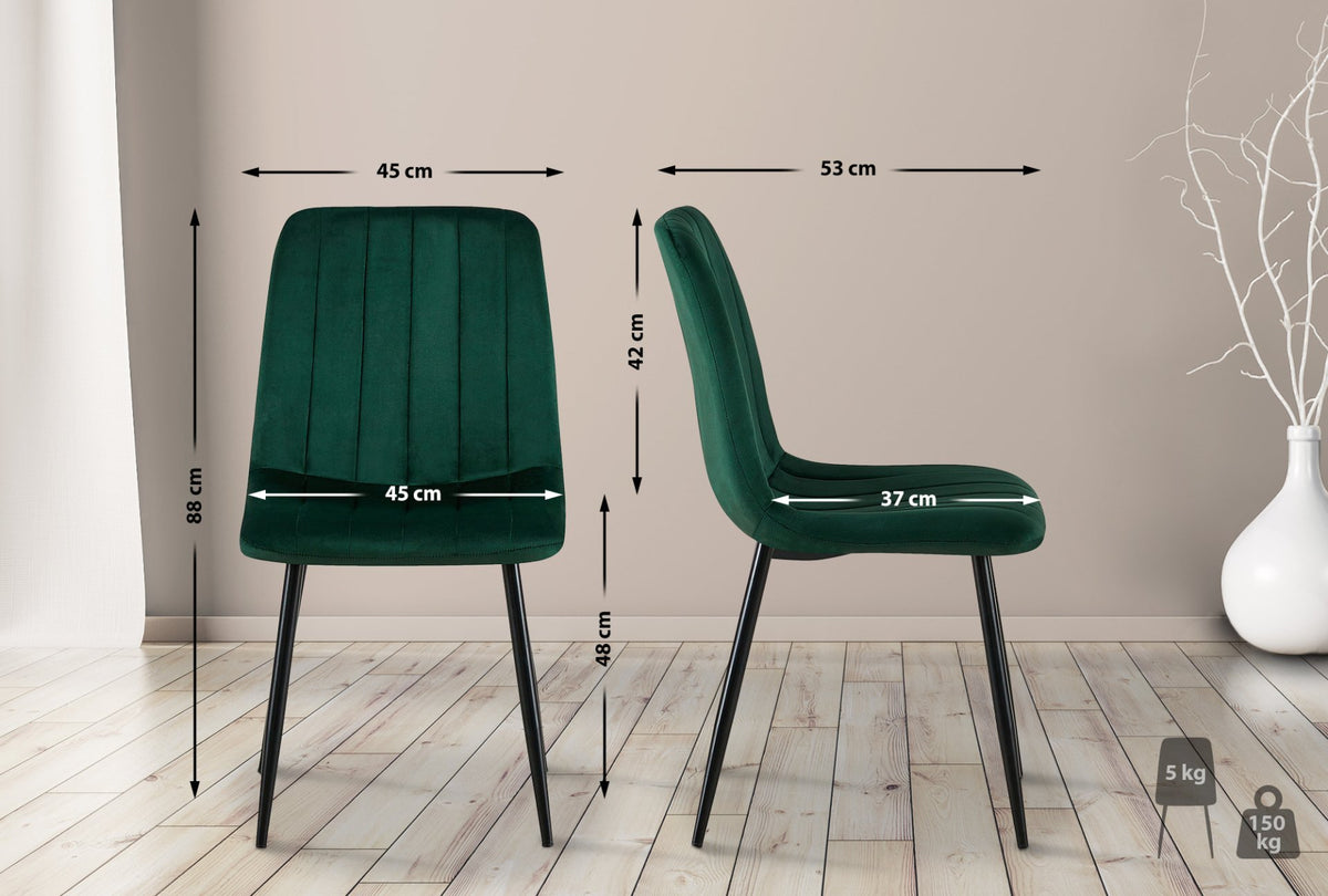 Set van 4 Dijon Eetkamerstoelen groen,Fluweel grün