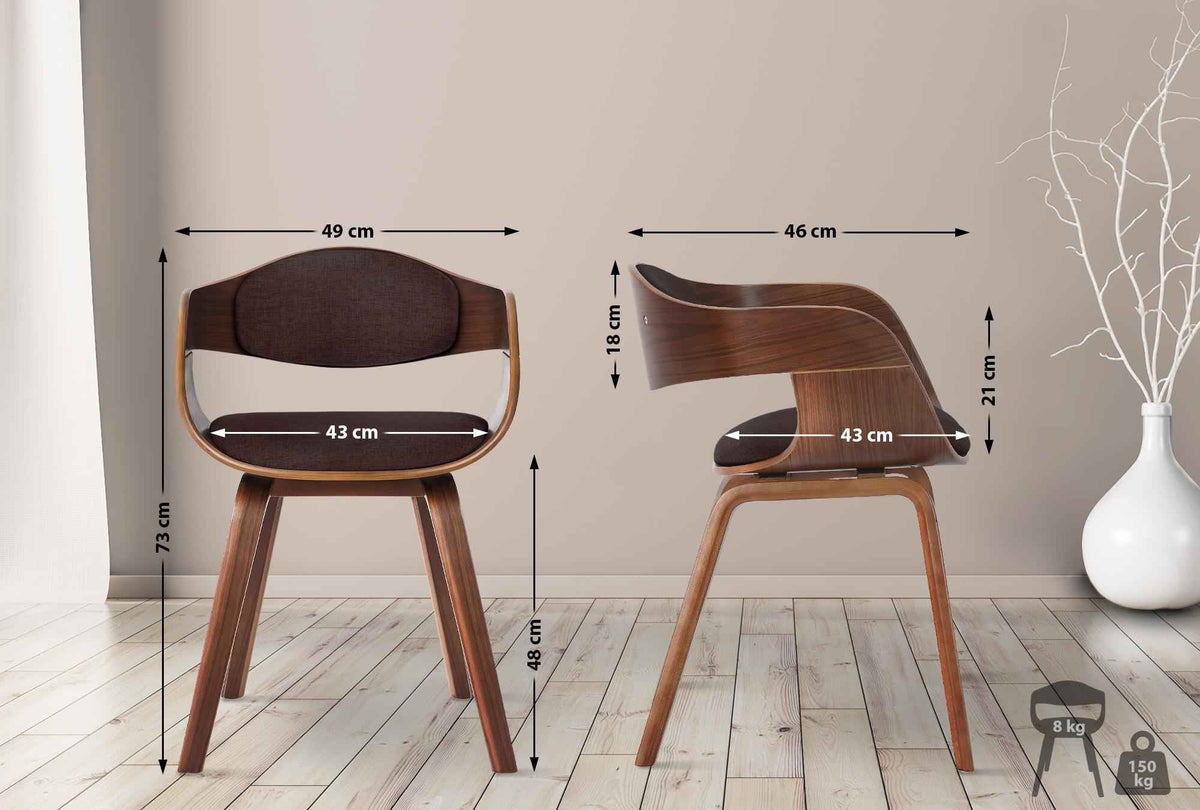 Set van 2 Kingston eetkamerstoelen Stof walnoot/bruin walnuss/braun