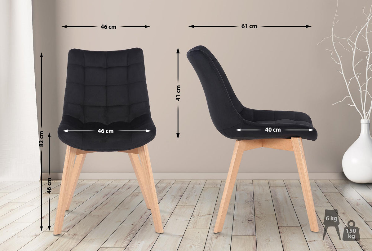 Set van 2 Eetkamerstoelen Passaic Fluweel zwart schwarz