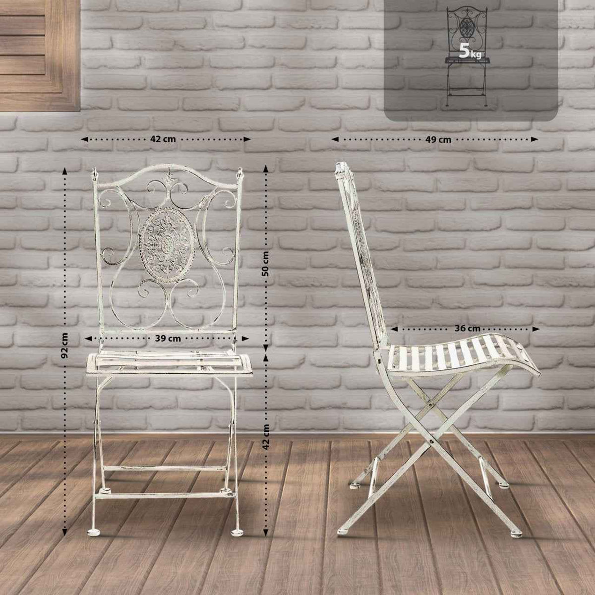 Set van 2 tuinstoelen Sibell antiek/wit antik weiß