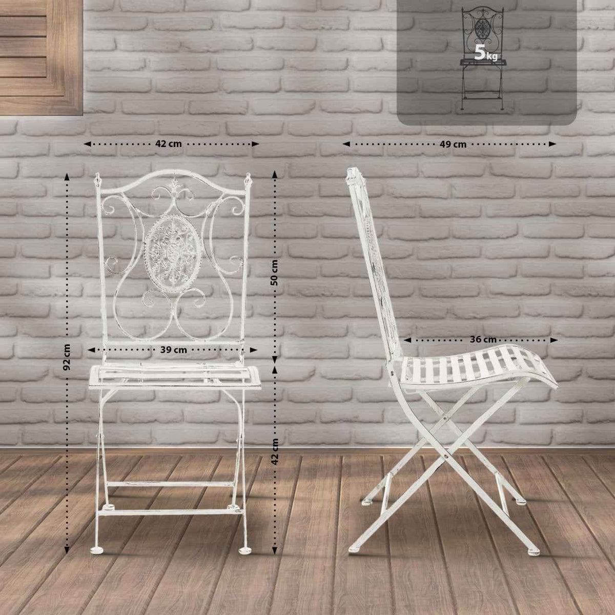 Set van 2 tuinstoelen Sibell wit weiß