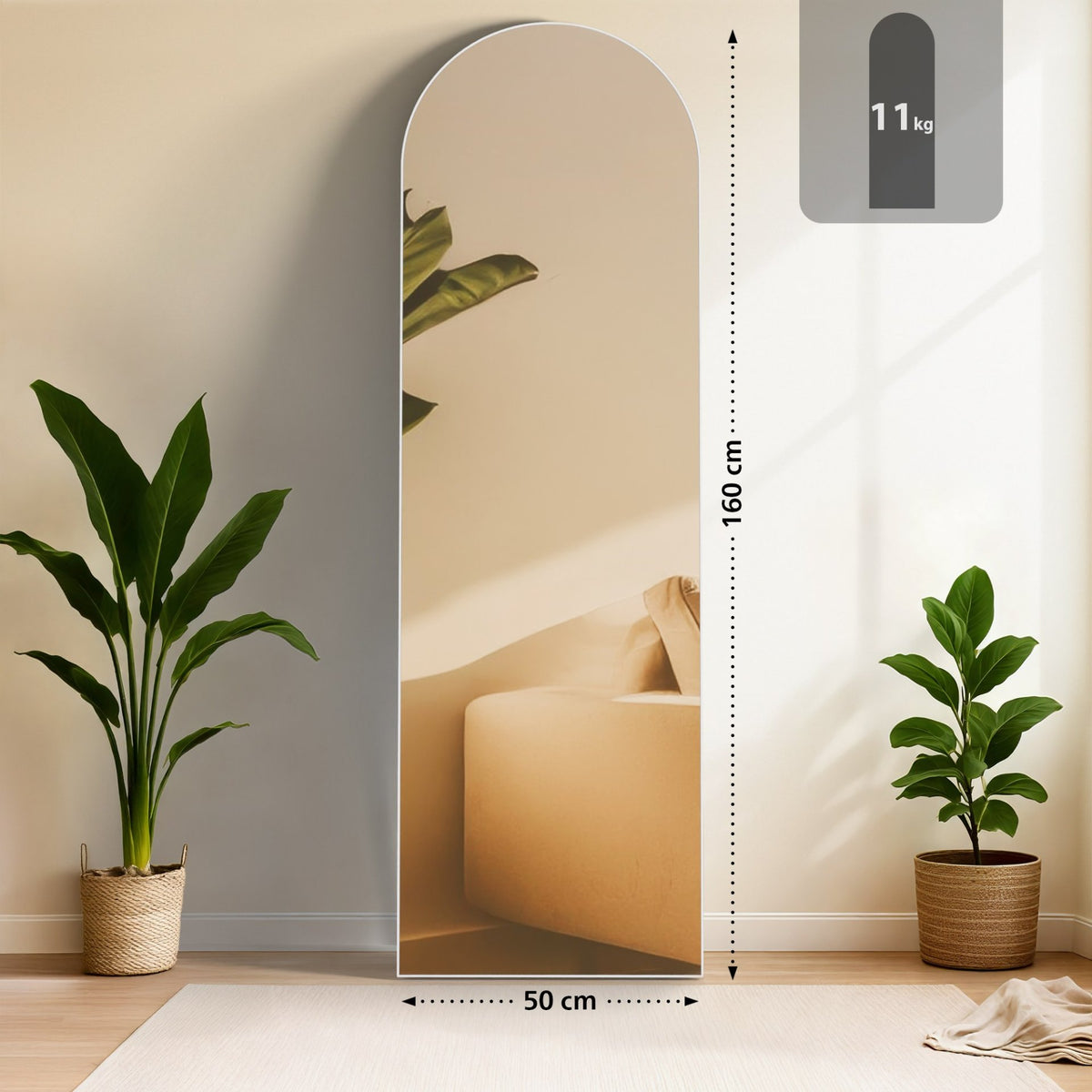 Spiegel Moline 160x50 cm weiß matt
