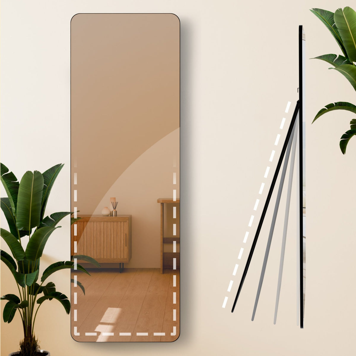 Spiegel Gurnee mat zwart,150x50 cm schwarz-matt
