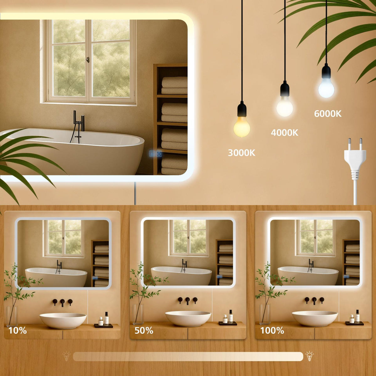 Badkamerspiegel Jericho 60x80 cm klarglas