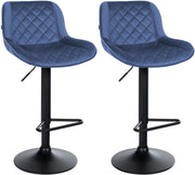 2er Set barkrukken Kasson blauw,Fluweel blau