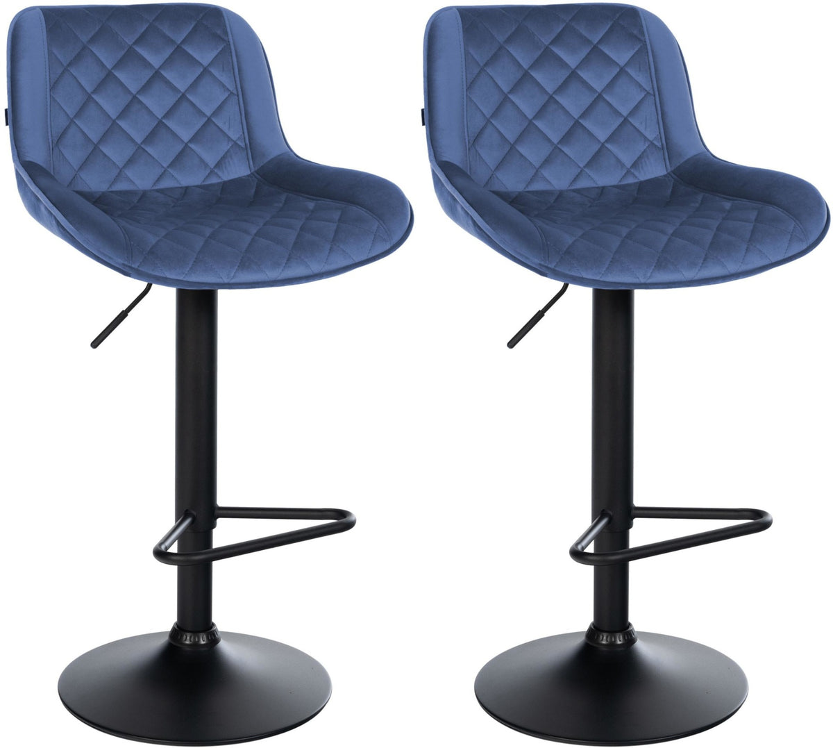2er Set barkrukken Kasson blauw,Fluweel blau