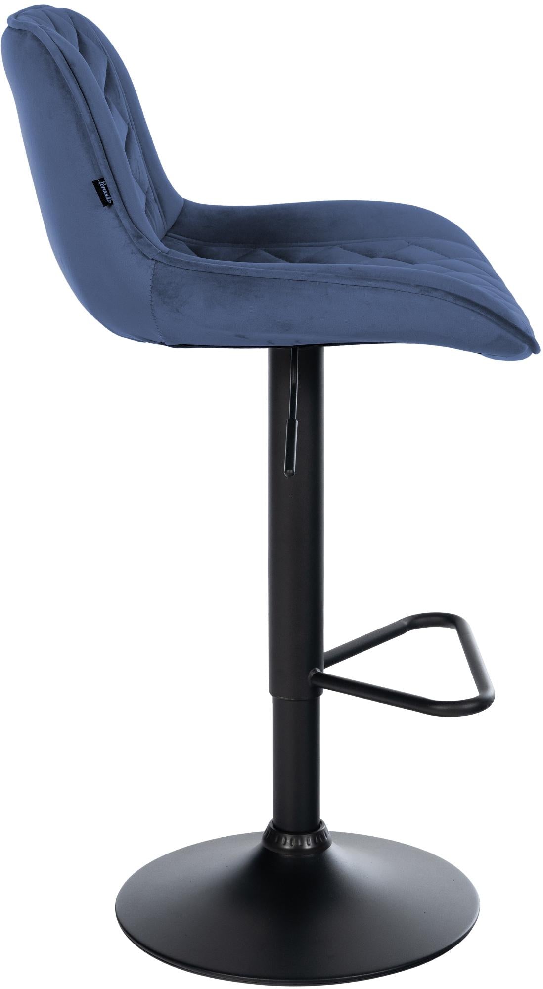 2er Set barkrukken Kasson blauw,Fluweel blau