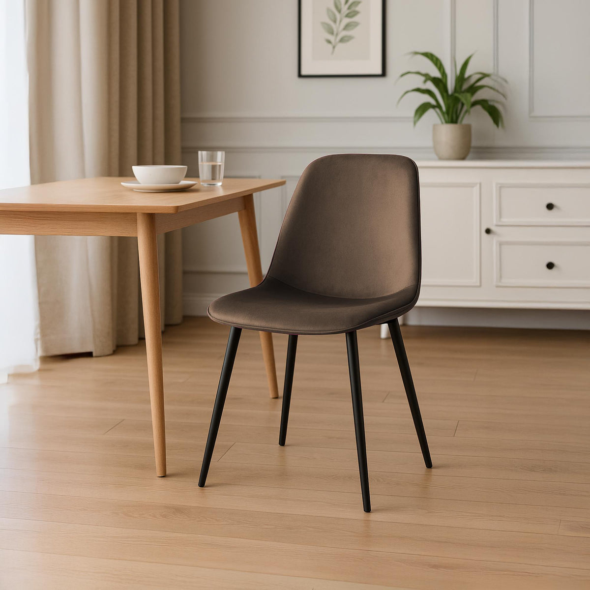Set van 4 eetkamerstoelen Maryam bruin,Fluweel braun